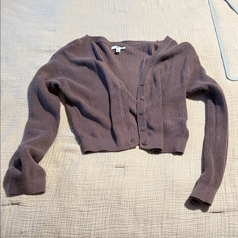BP Ribbed Brown Cardigan Sweater
